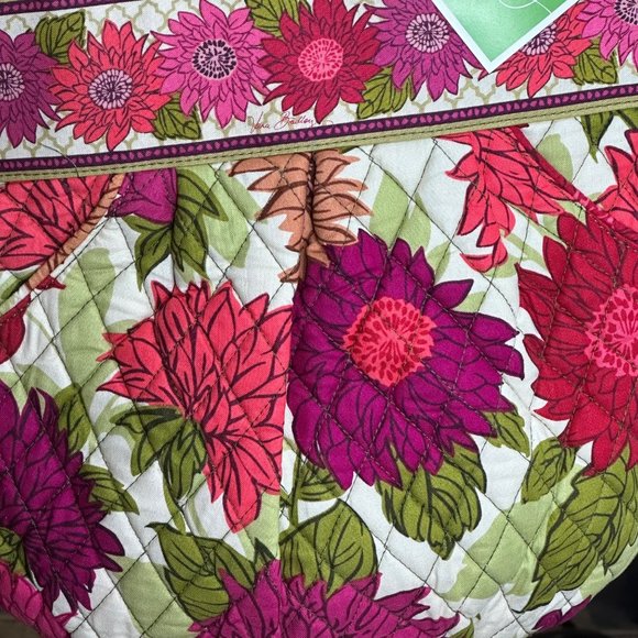 Vera Bradley Hello Dahlia Euro Wallet Floral Quilted Bucket Purse Set Pink Green - Picture 2 of 16